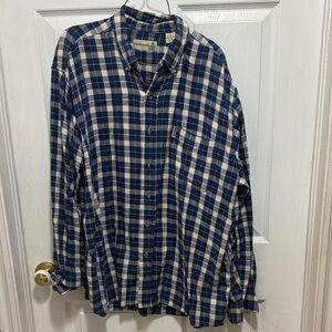 Classic Navy and Cream Plaid Men's Shirt